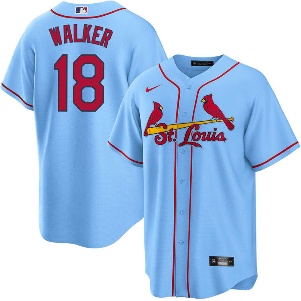 Men's St. Louis Cardinals Jordan Walker Cool Base Replica Alternate Jersey - Light Blue